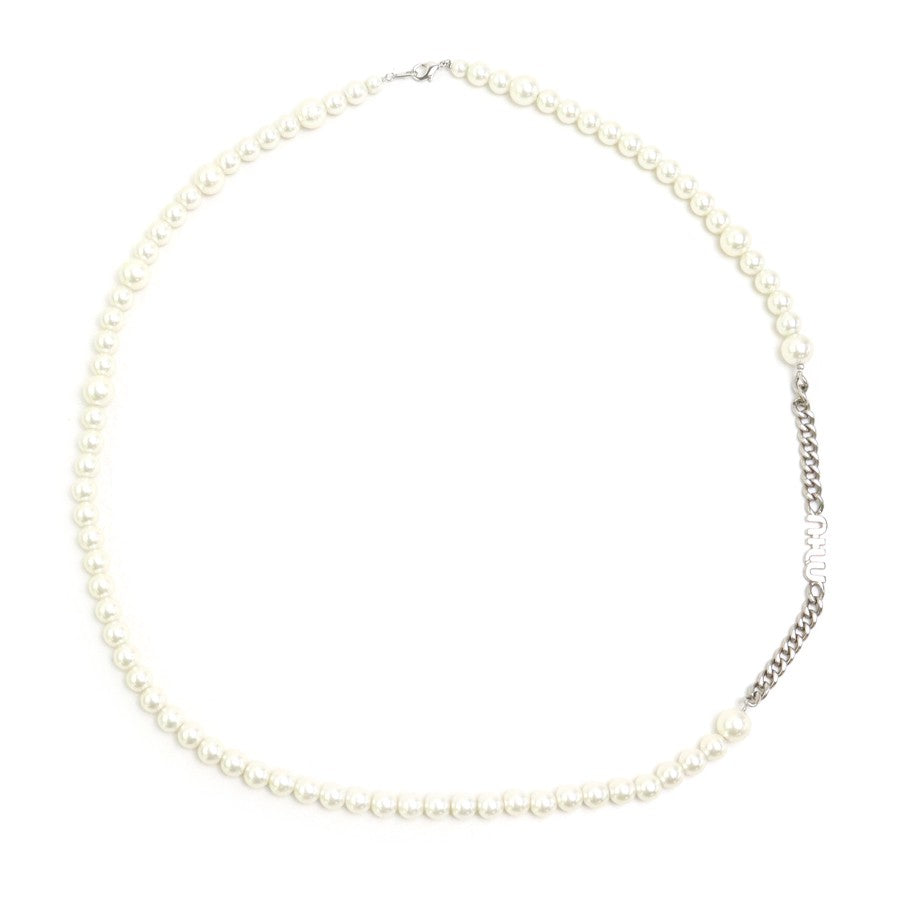 Miumiu Necklace White/Silver Faux