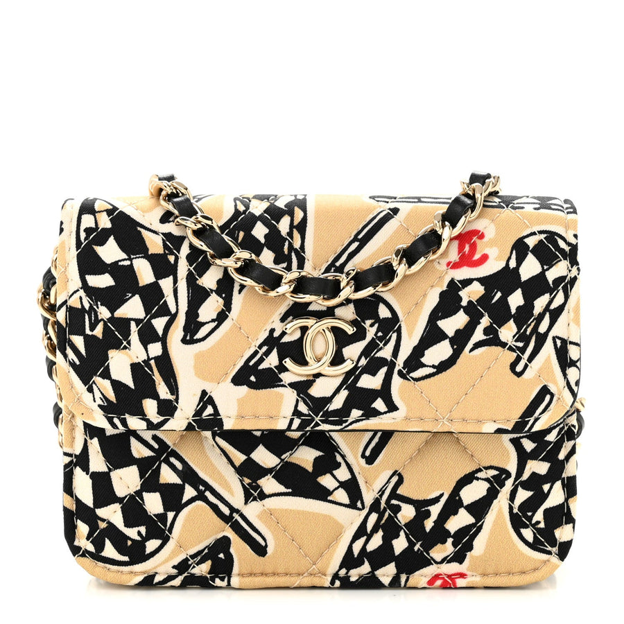 Chanel Canvas Check Flag Printed Cc