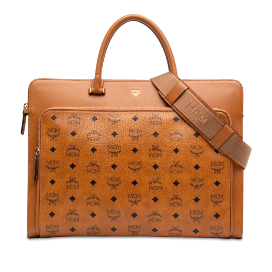 Mcm Visetos Coated Canvas Briefcase Pre-