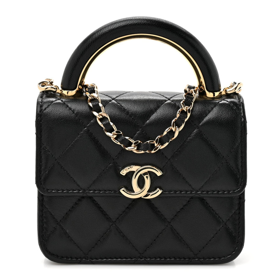Chanel Lambskin Metal Quilted Top Handle