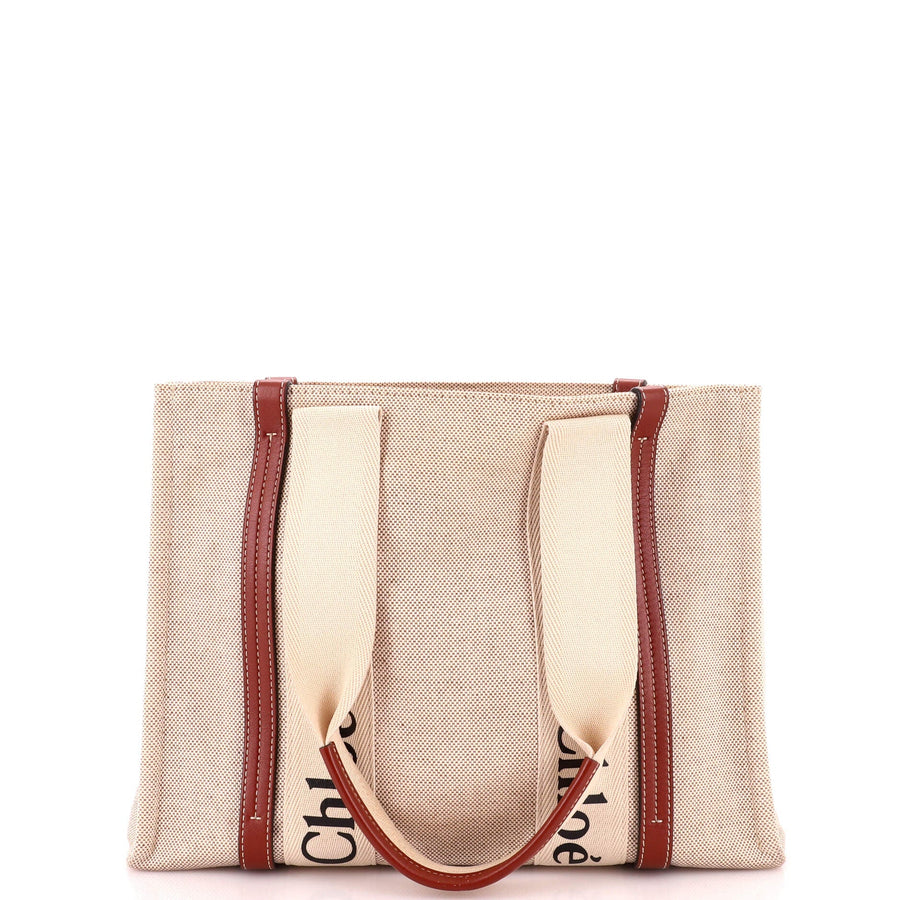 Chloe Woody Tote Canvas With Leather