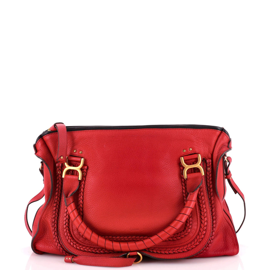 Chloe Marcie Braided Satchel Leather