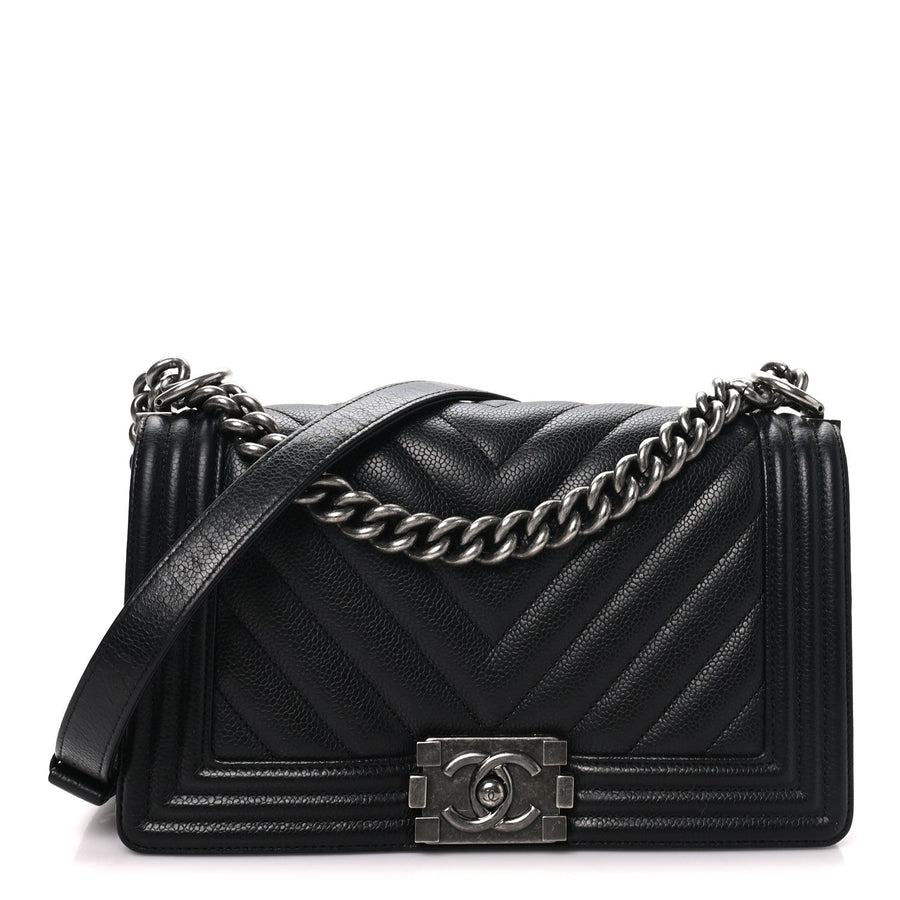 Chanel Caviar Chevron Quilted Medium Boy