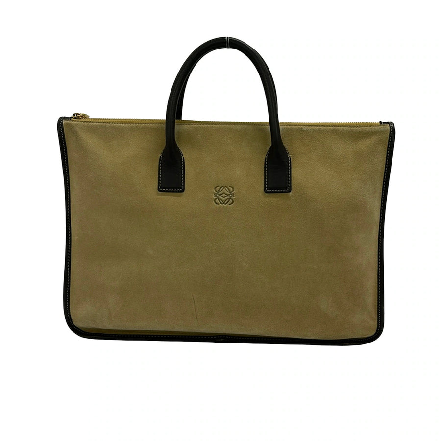 Loewe Beige Dark Brown Suede Leather