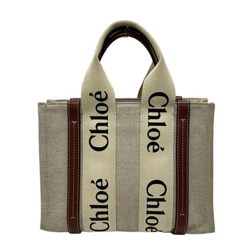 Chloe Woody Small Tote Bag Cream Brown