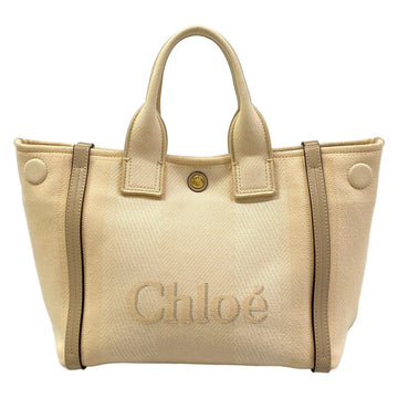 Chloe Carrie Small Cream Beige Canvas