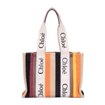 Chloe Woody Tote Canvas With Leather