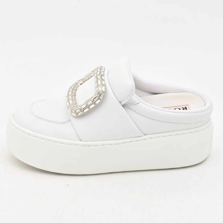 Roger Vivier Vive Up Leather Mules White