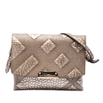 Burberry Embossed Grain Check Leather