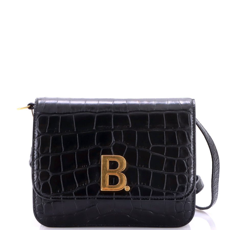 Balenciaga B. Dot Flap Bag Crocodile