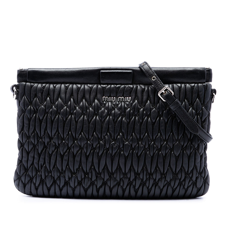 Miu Matelasse Nappa Frame Clutch