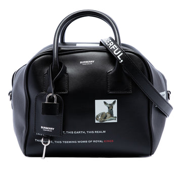 Burberry Leather Deer Print Cube Satchel