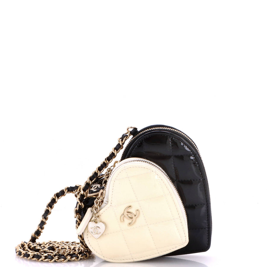 Chanel Double Heart Clutch With Chain