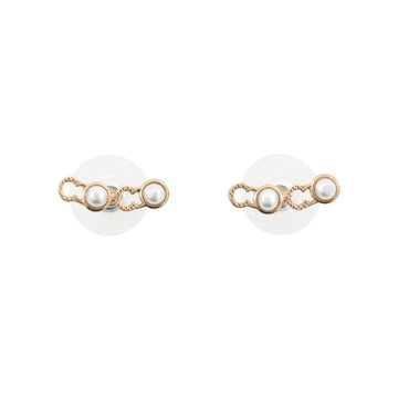 Chanel Earrings Pearl Gold-Tone Metal