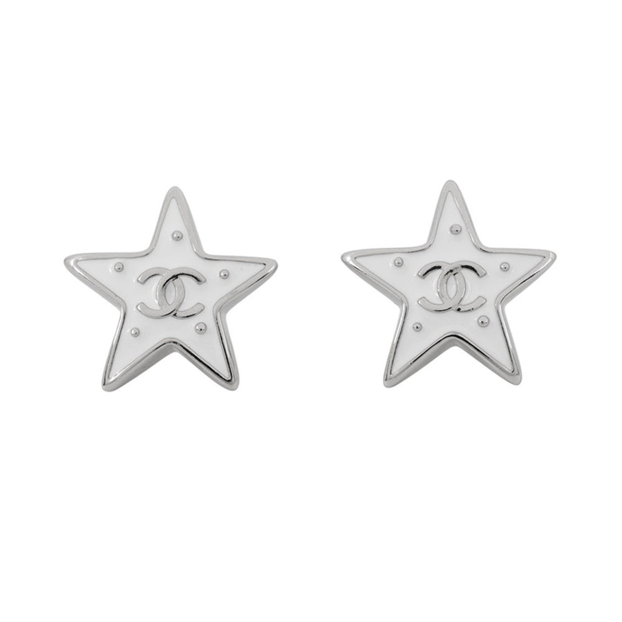 Chanel Cc Logo Star Earrings Metal