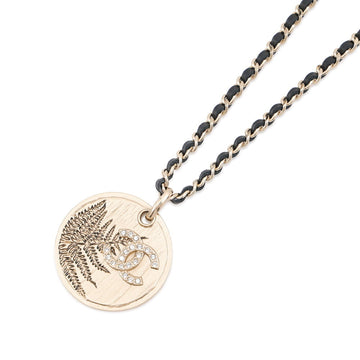 Chanel Cc Logo Round Pendant Necklace