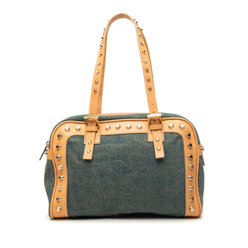 Fendi Studded Denim Shoulder Bag Pre-