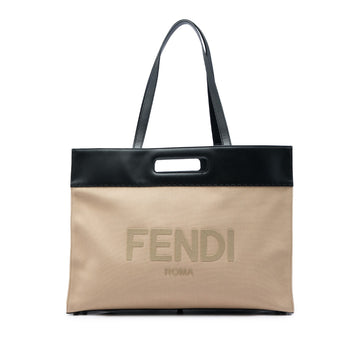 Fendi Canvas Logo Cut Out Handle Shopper
