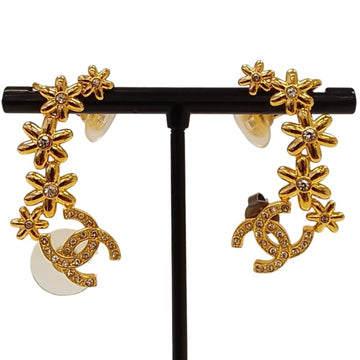 Chanel Cc Logo Flower Earrings Metal