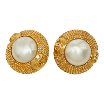 Chanel Cc Logo Round Clip-On Earrings