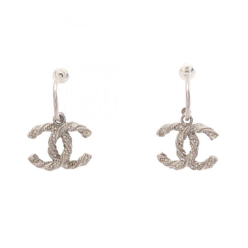 Chanel Cc Logo Hoop Earrings Silver-Tone