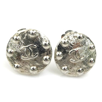 Chanel Cc Logo Clip-On Earrings Silver-
