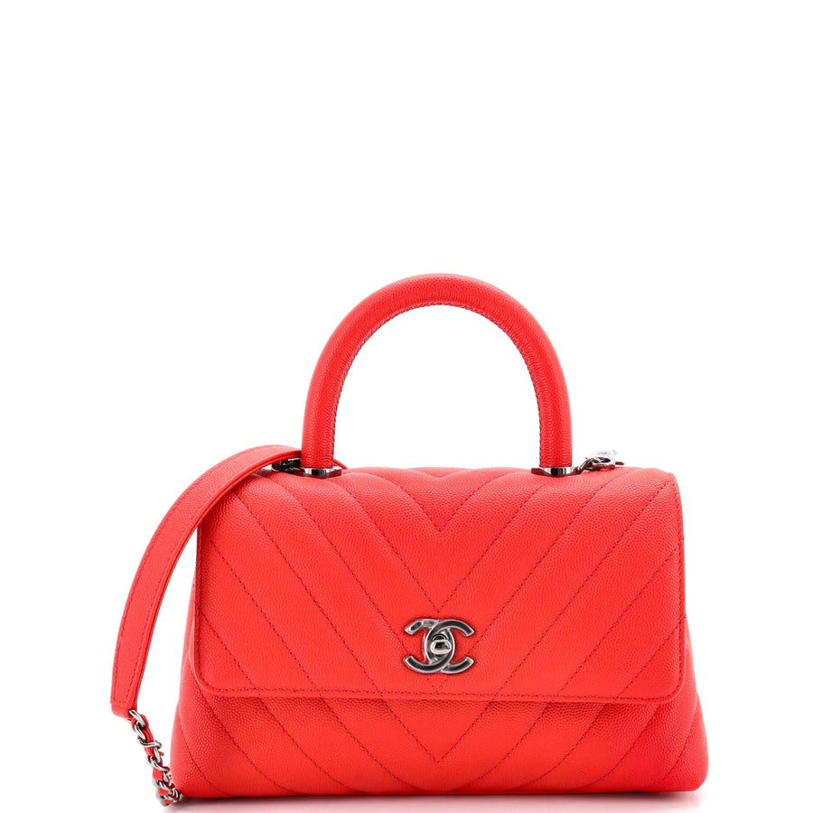 Chanel Coco Top Handle Bag Chevron