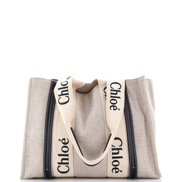 Chloe Woody Tote Canvas With Leather