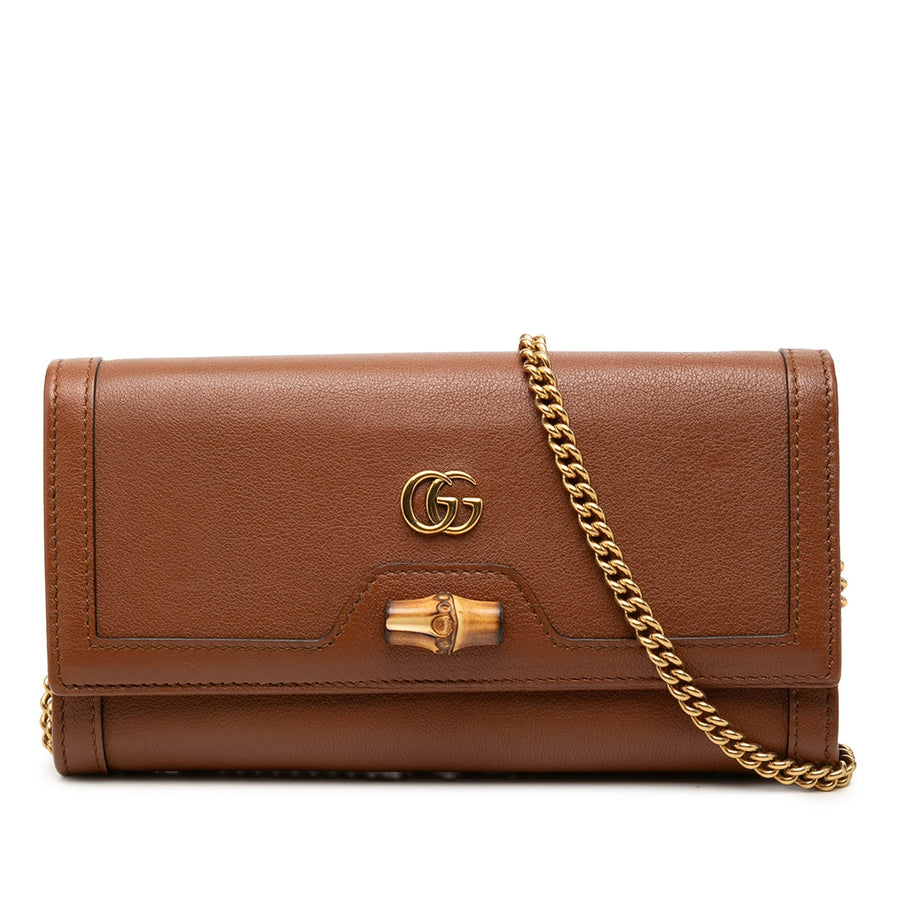 Gucci Calfskin Bamboo Diana Wallet On