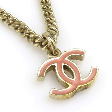 Chanel Cc Logo Necklace Gold/Pink