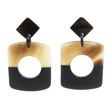 Hermes Pierce Earrings Brown/Black