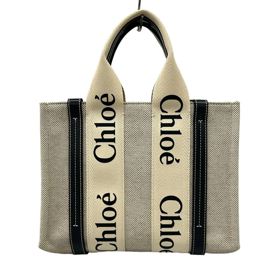 Chloe Woody Small Tote Bag Beige Black