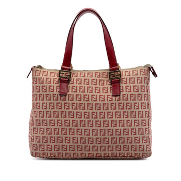Fendi Zucchino Canvas Tote Pre-Loved Red