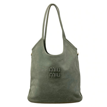 Miumiu Ivy Light Gray Suede Tote Bag