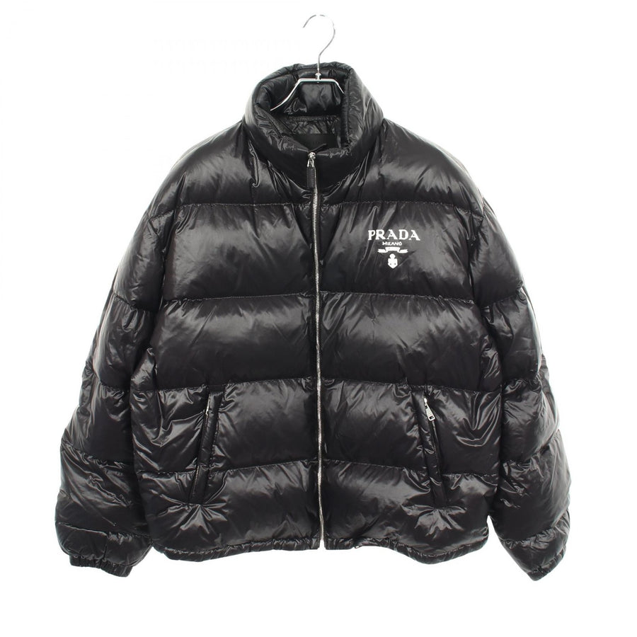 Prada Logo Print Hooded Down Jacket Coat