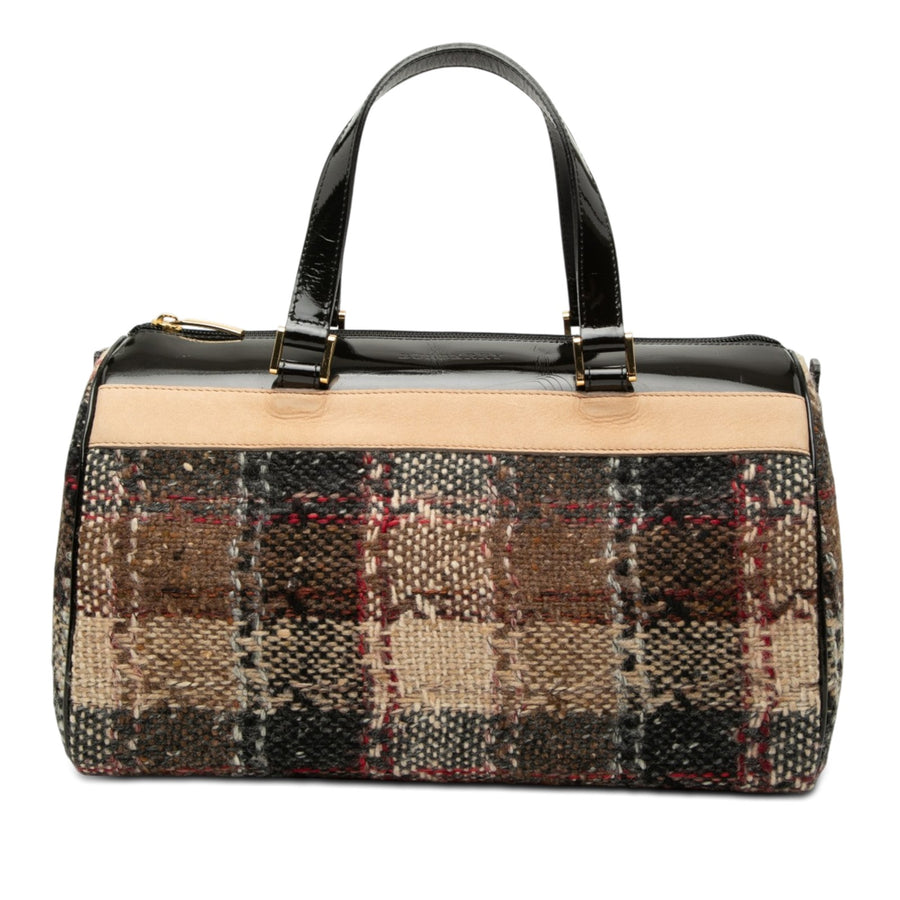 Burberry Plaid Wool Boston Bag Pre-Loved