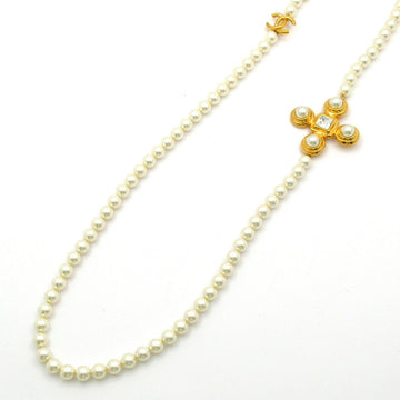 Chanel Coco White Gold Faux Pearl