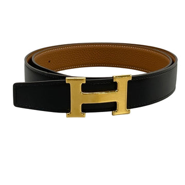 Hermes H Belt Black Brown Leather W