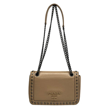 Prada Pink Beige Leather Shoulder Bag