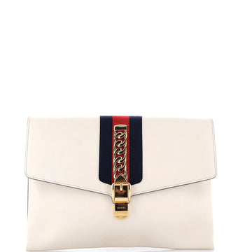 Gucci Sylvie Clutch Leather Maxi