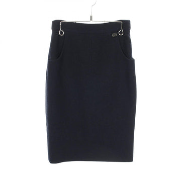 Chanel Pile Skirt #36 Wool Navy
