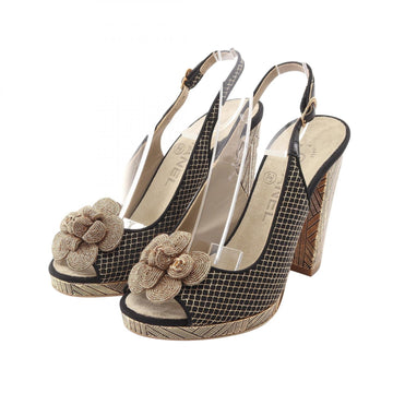 Chanel Camellia Open Toe Mule Heels #35