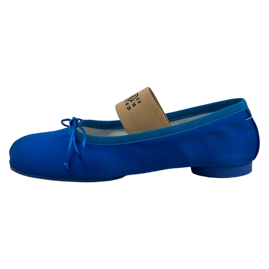 Mm6 Blue Beige Satin Women's Shoes