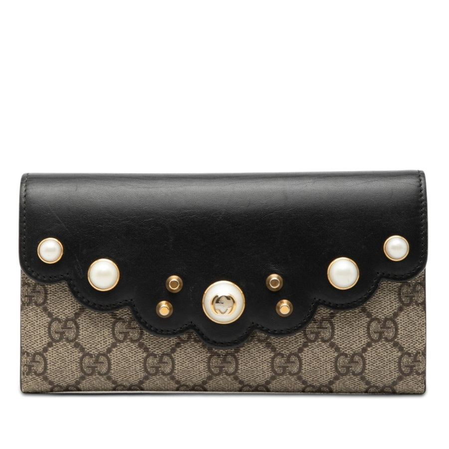 Gucci Gg Supreme Pearl Studded Peony