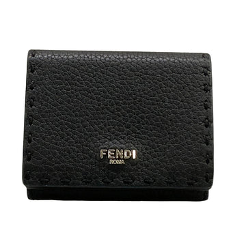 Fendi Black Leather Trifold Wallet