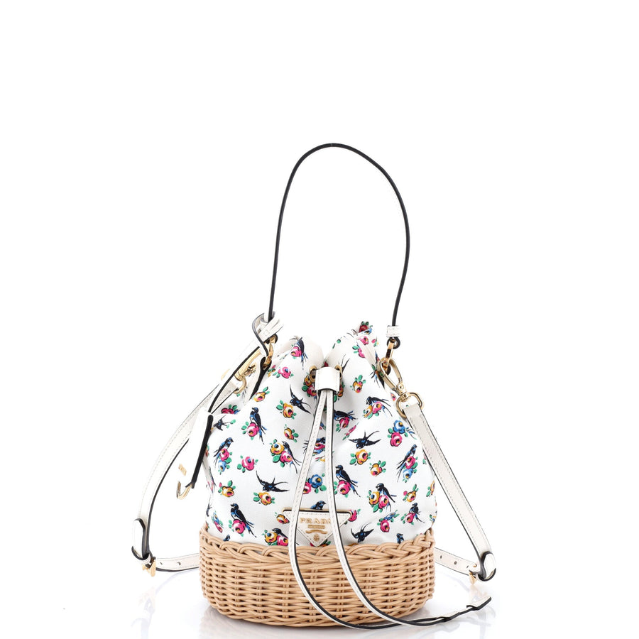 Prada Drawstring Bucket Bag Printed