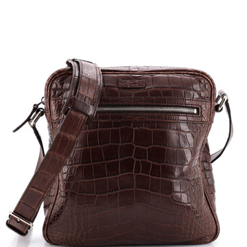 Gucci Front Zip Messenger Bag Alligator