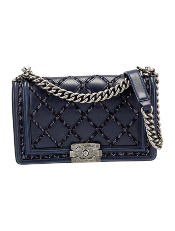 Chanel Medium Tweed Double Boy Bag