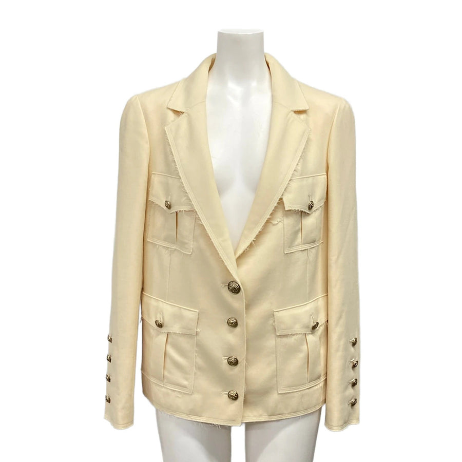 Chanel Cream Outer Fabric] Wool Nylon