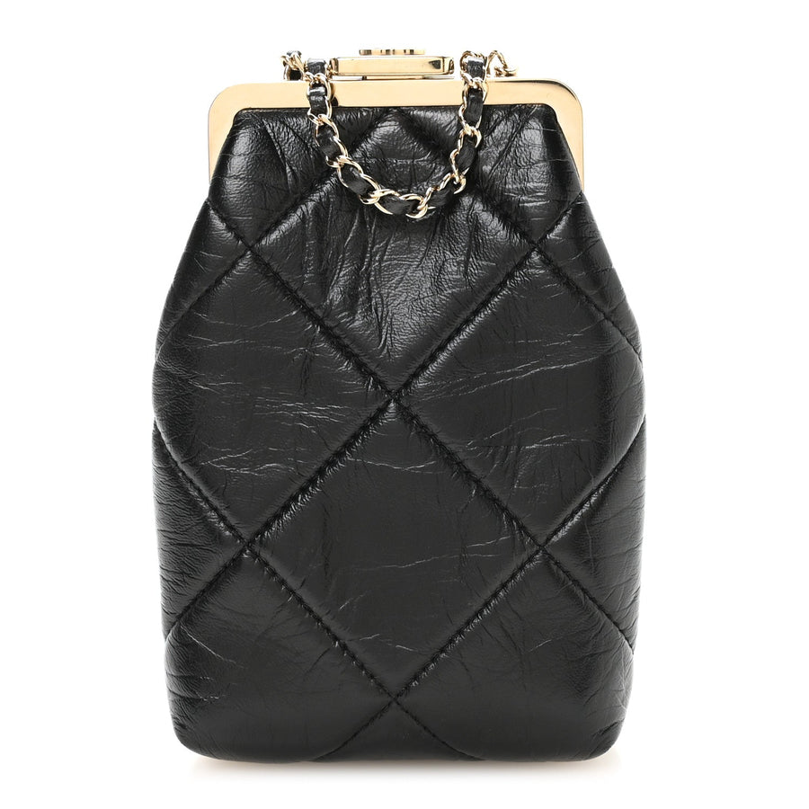 Chanel Shiny Aged Lambskin Quilted Kiss